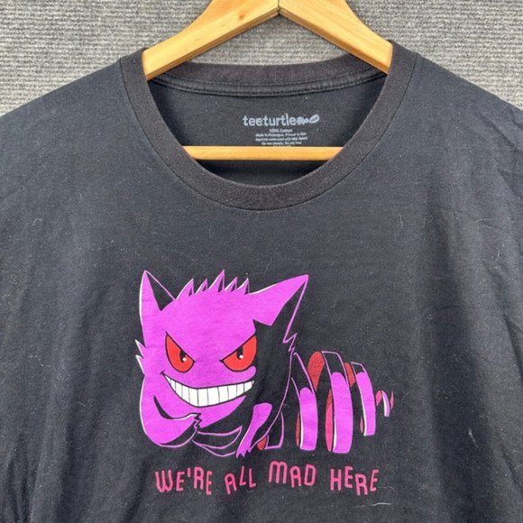Pokemon Gengar Shirt Mens Large Black Center Print Graphic Crew Neck Tee Anime - Picture 2 of 8
